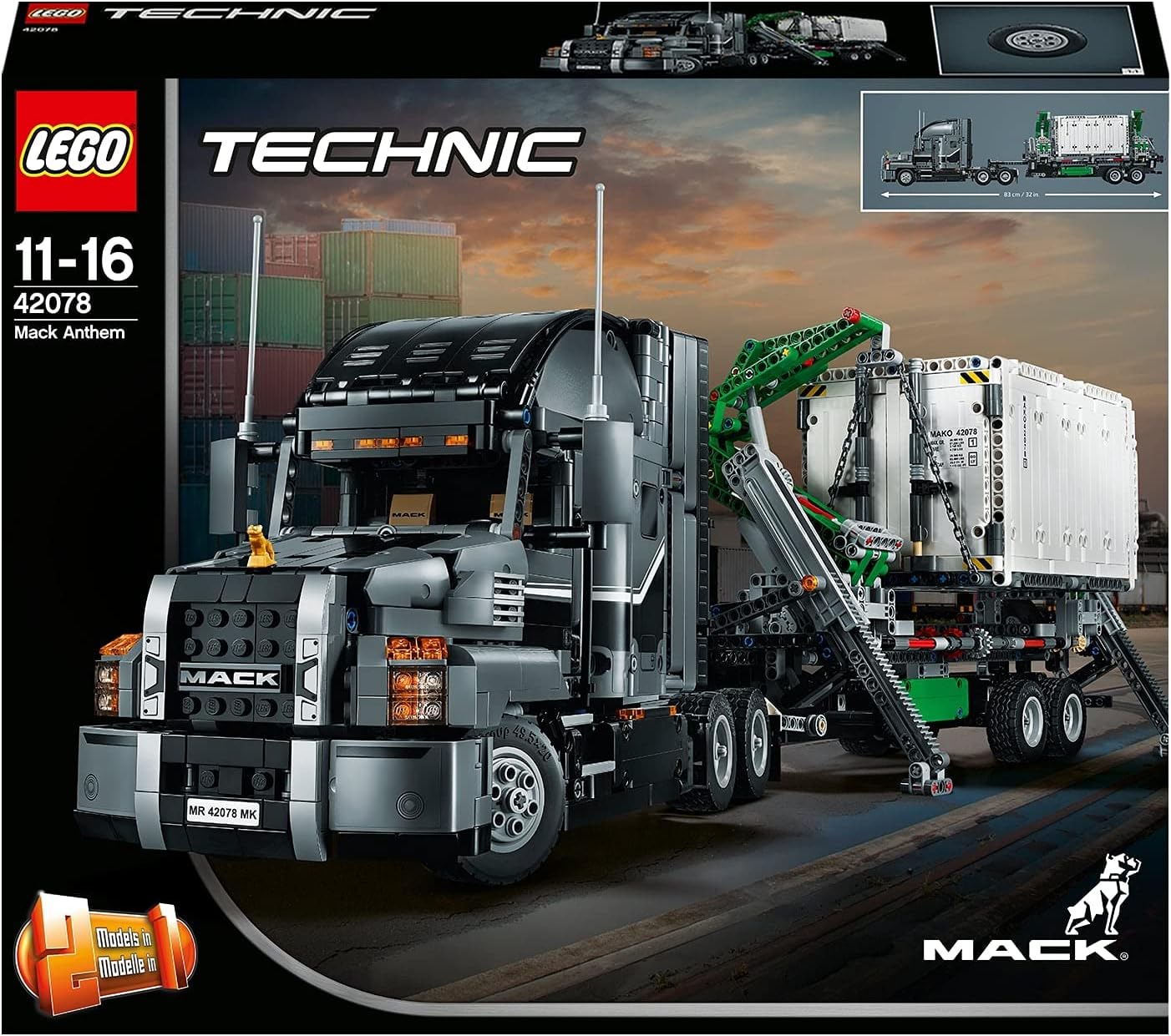 LEGO Technic Mack Anthem 42078 - moteur V8 et capot ouvert