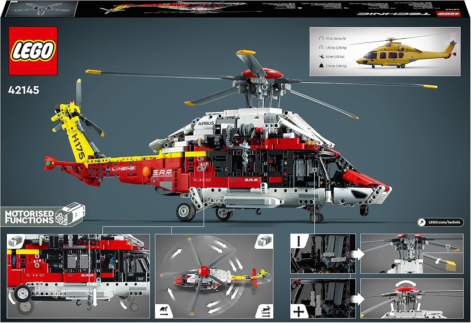 LEGO Technic L'hélicoptère de secours Airbus H175 42145 - mise en scene