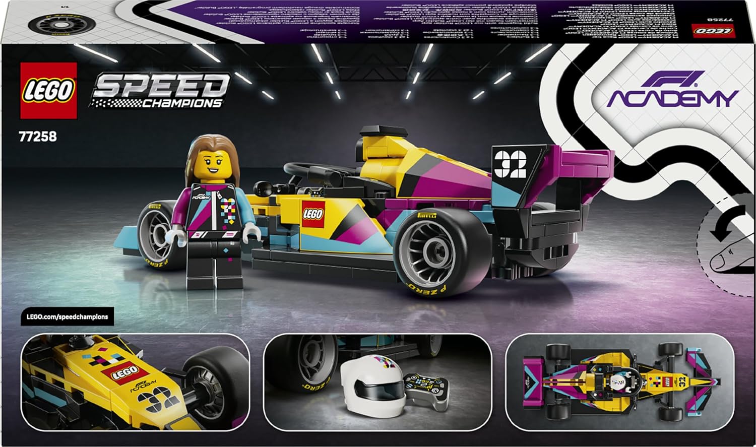 LEGO Speed Champions F1 Academy 77258 - mise en scene