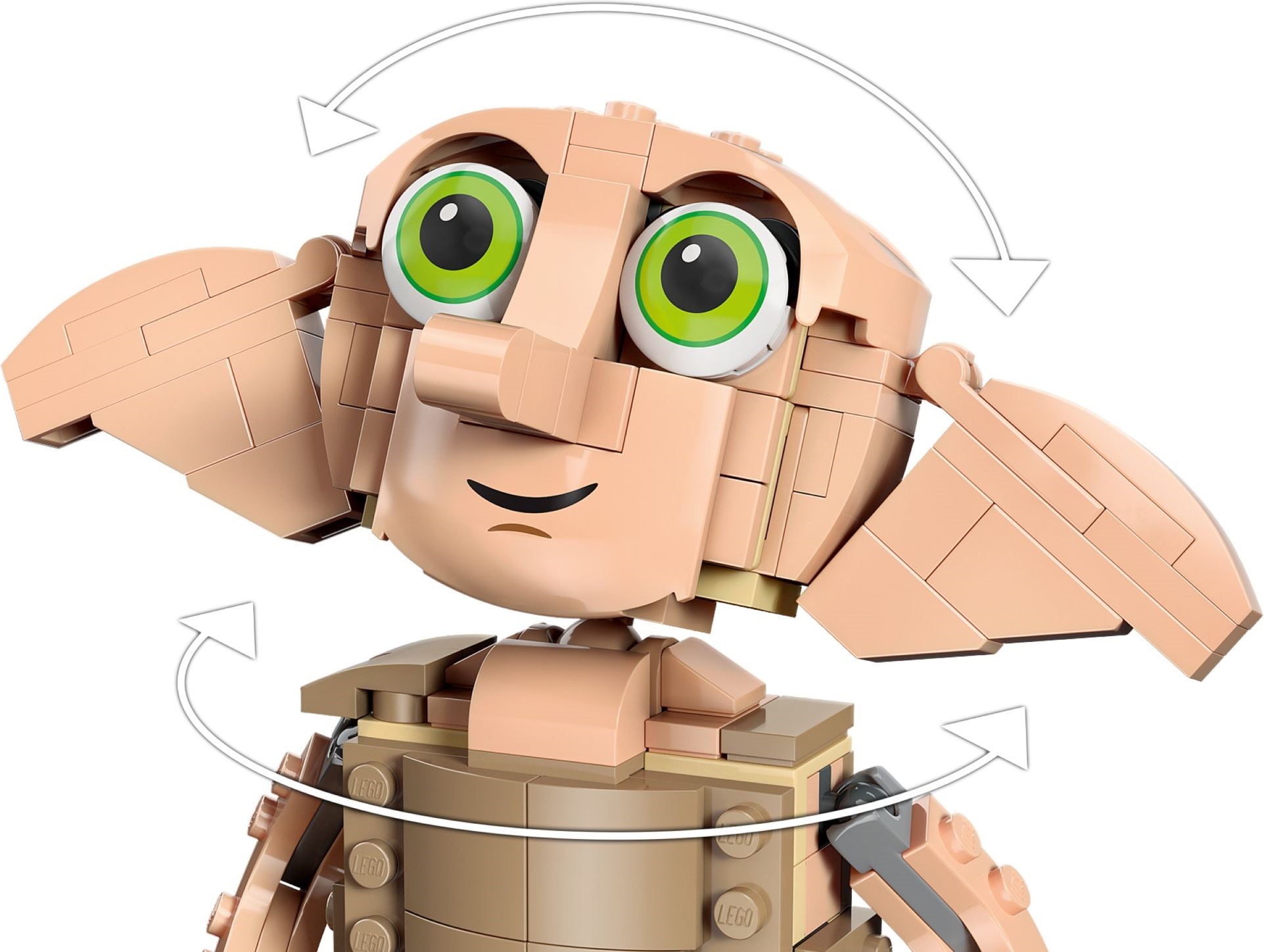 LEGO Harry Potter Dobby 76421 - détail de la tête articulée avec oreilles et yeux