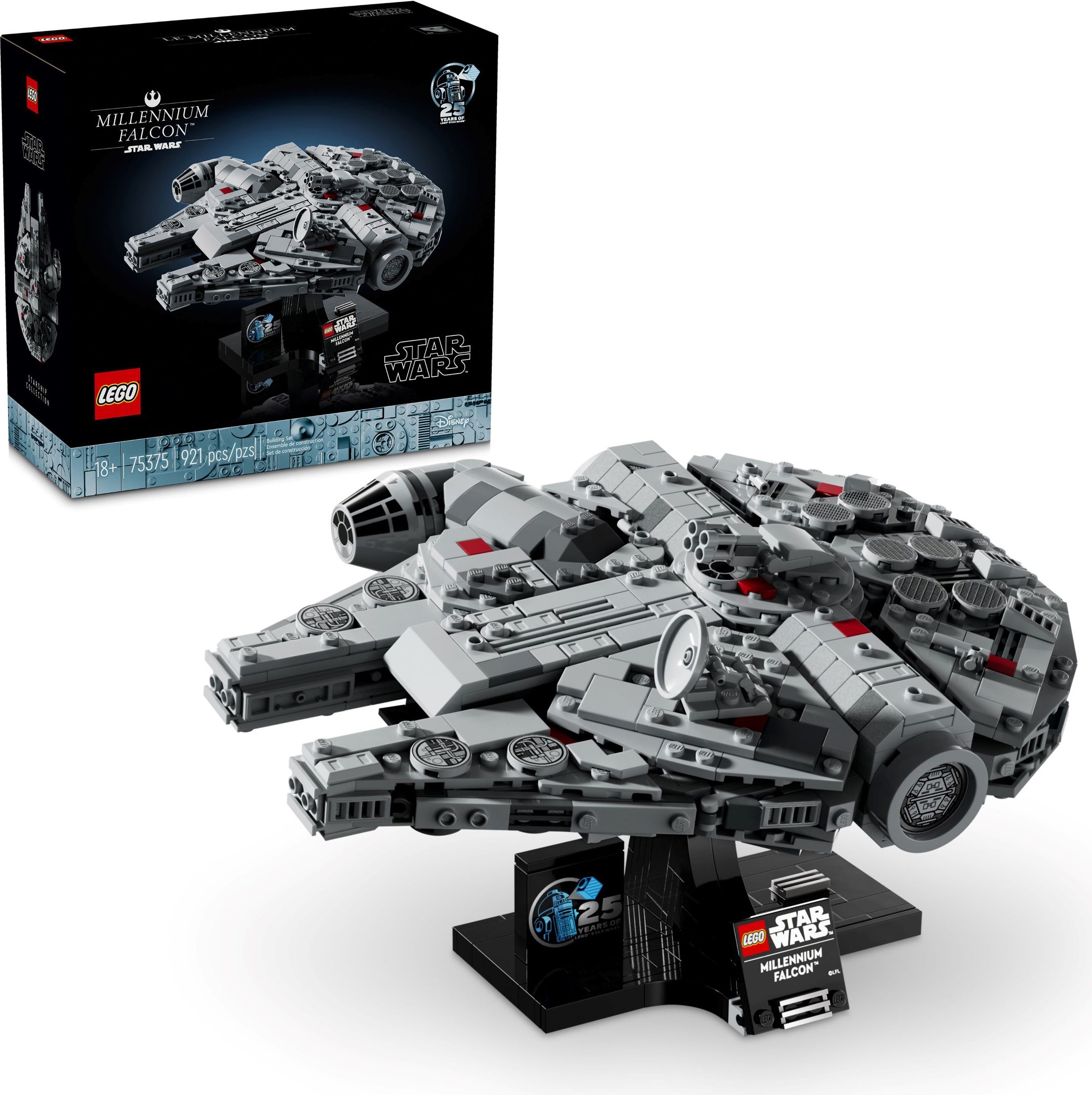 LEGO Star Wars Millennium Falcon 75375 - boîte et vaisseau sur socle display
